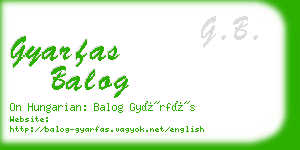 gyarfas balog business card